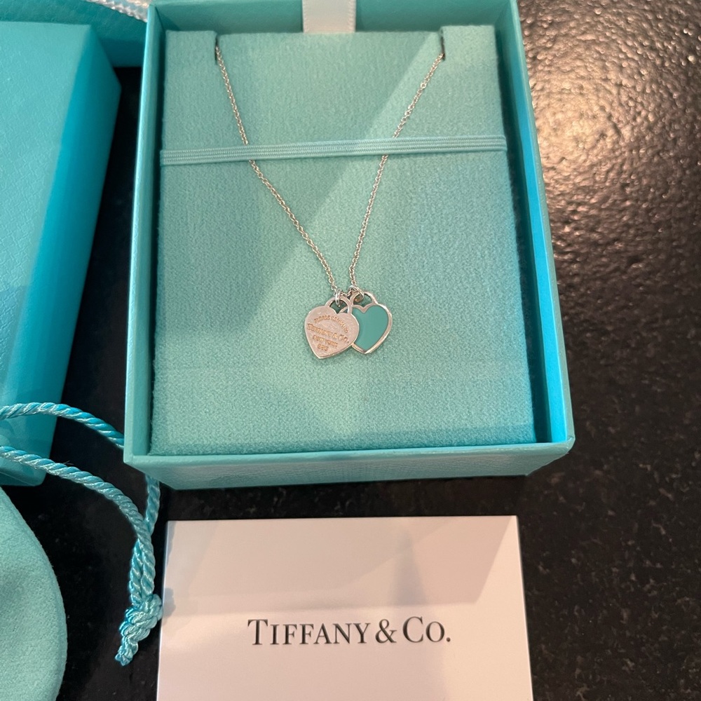 Tiffany & Co. Blue Double Heart Pendant